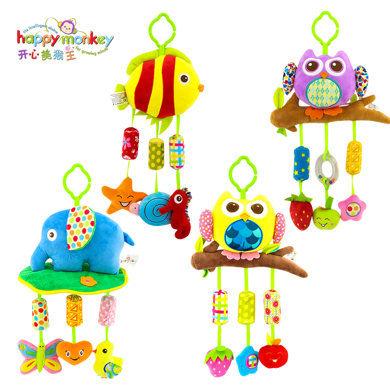 Happy Kids Education - Happy Monkey Niedliche Kinder-Baby-Plüschrassel, gefüllte Windspiele,