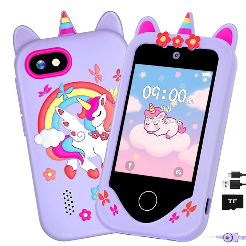 Kids Education News - Kinder-Smartphone-Kamera-Lernspielzeug, MP3-Player, Spielzeugtelefon, 40+ Spiele, Touchscreen,