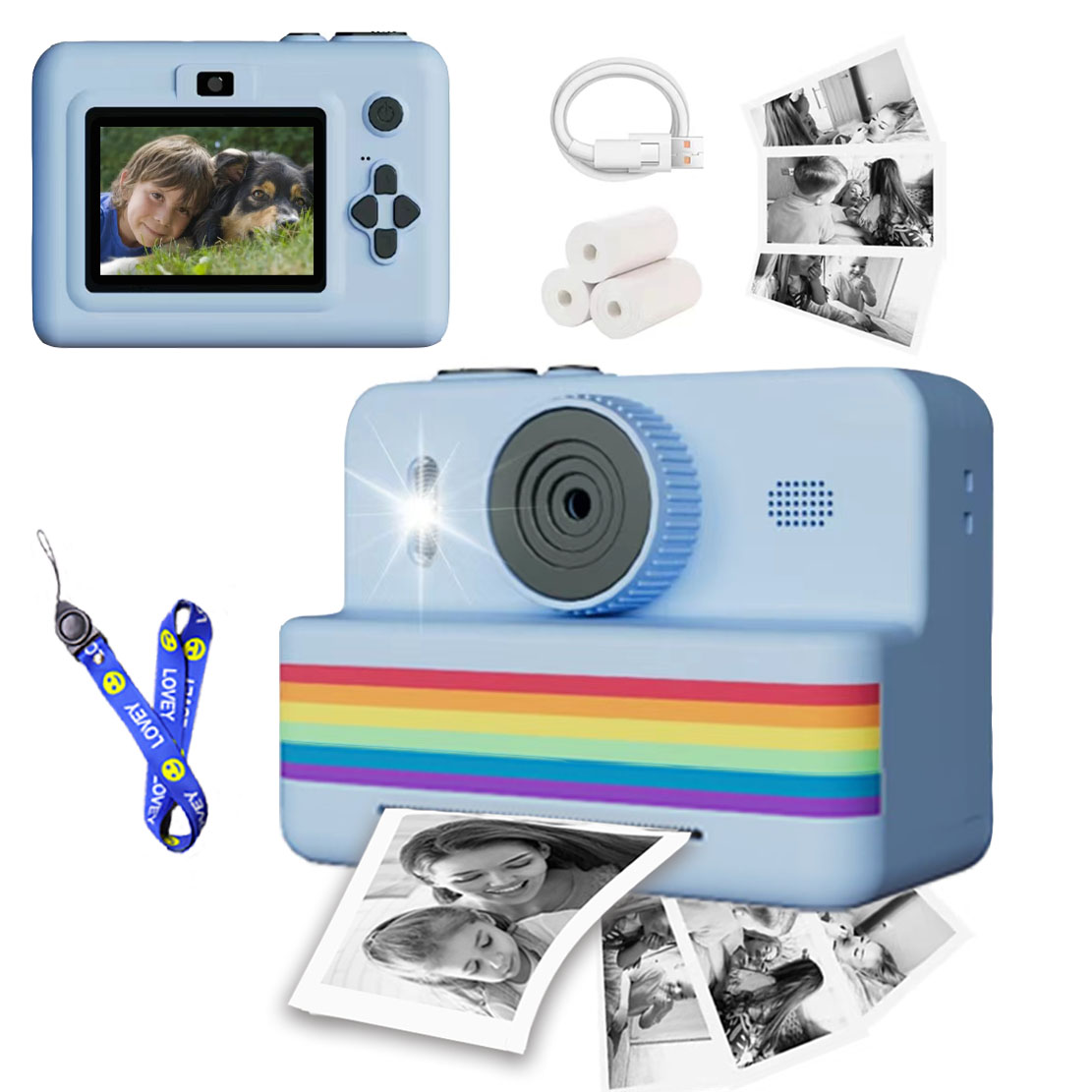 Kids Educational Videos - Digitale Kinderkamera für Fotografie, Mini-Drucker, tragbar,