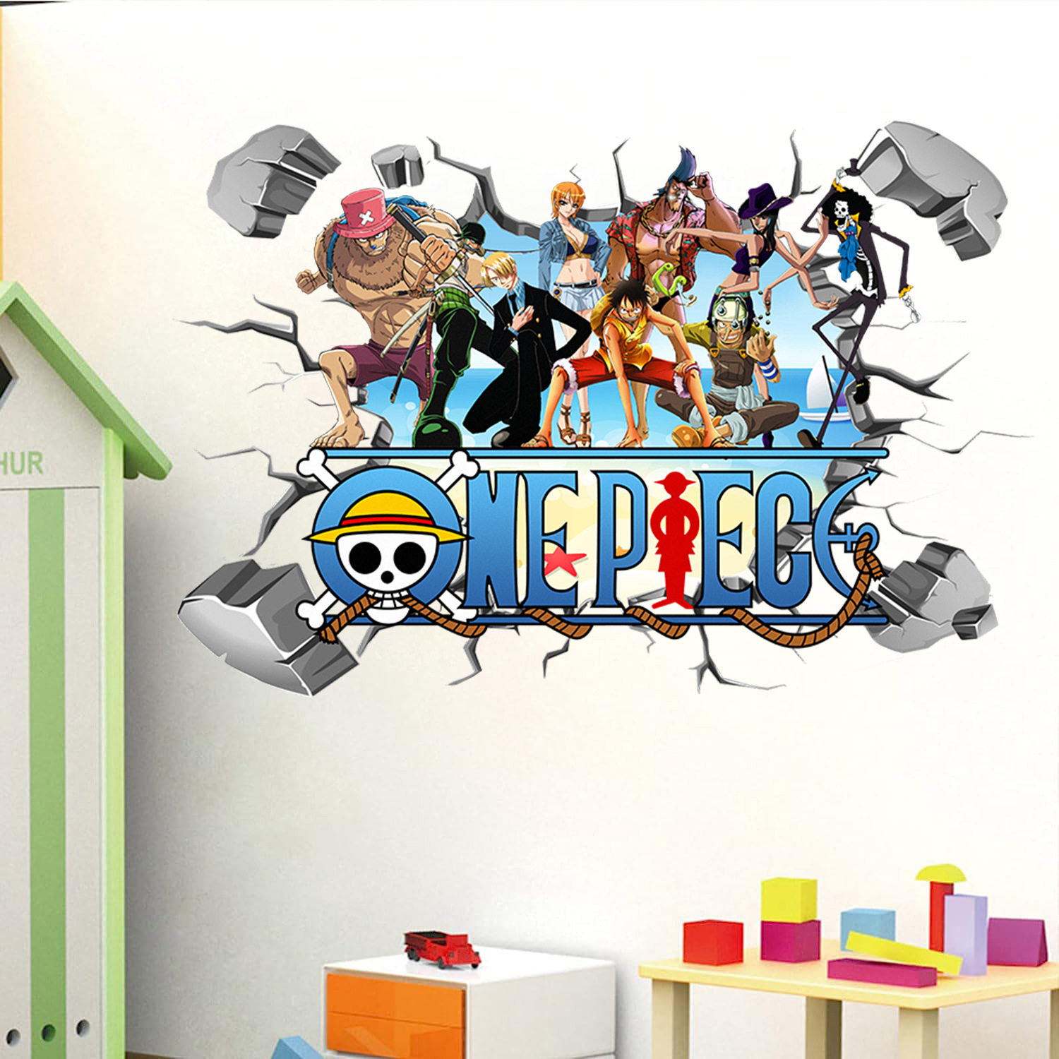 Kids Education Quotes - Cartoon One Piece Luffy 3D-Wandaufkleber für