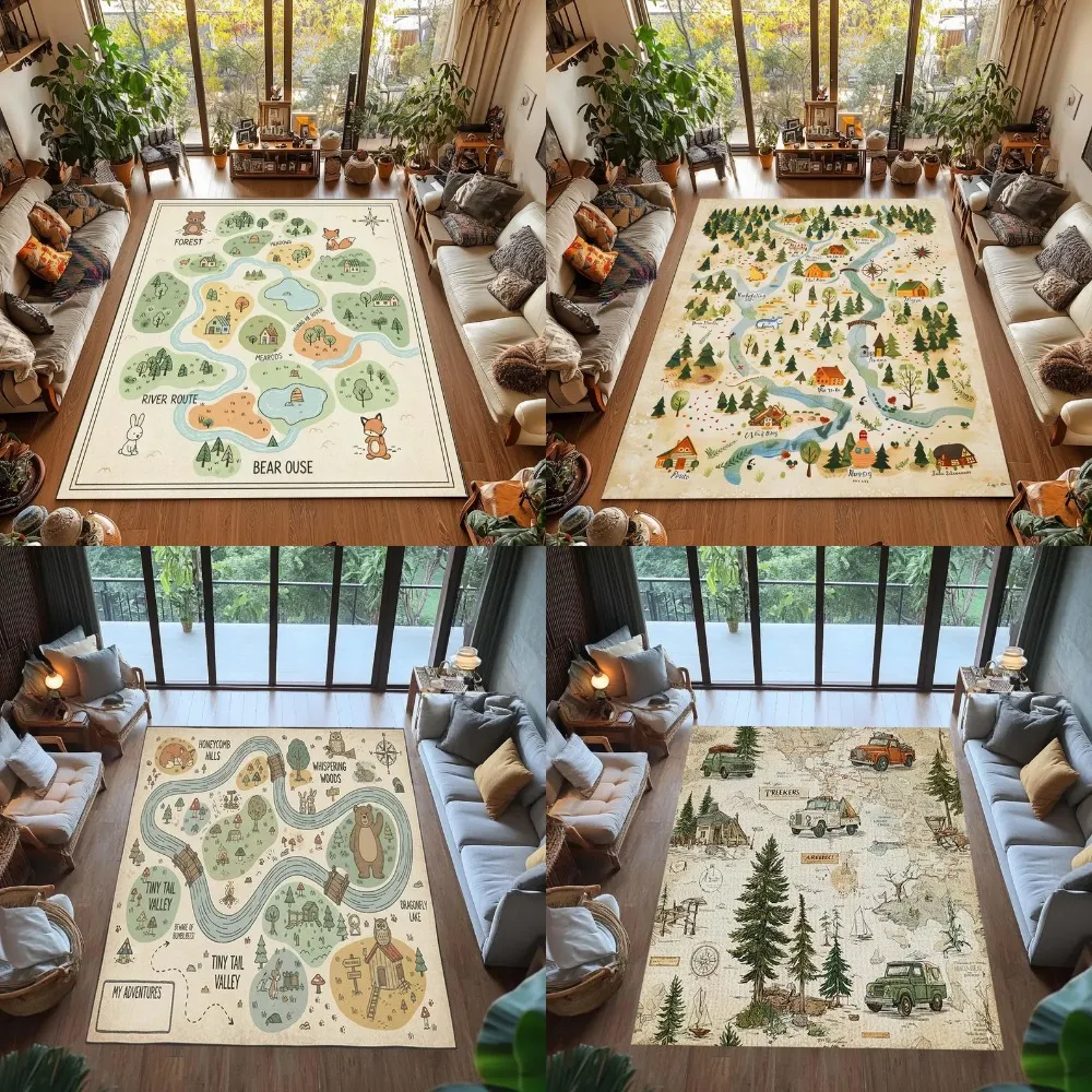 Kids Education Room - Lebhafter interaktiver Weltkarten-Teppich für Kinder, pädagogischer